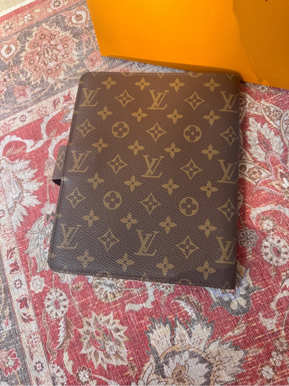 Monogram Canvas Agenda Cover in Brown with Gold Hardware and Box - Picture 7 of 8